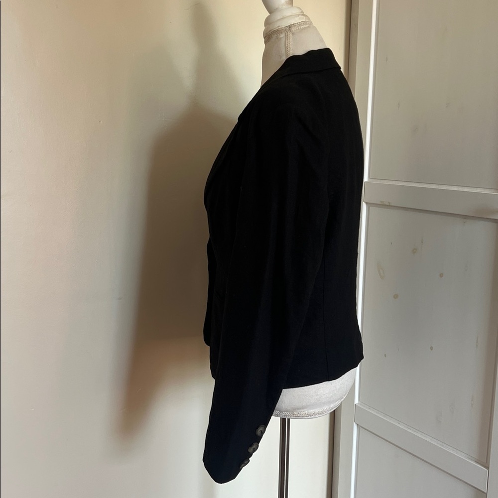 H by Halston Preppy NWT Linen Blend Single Button Blazer - Black - Size Medium - Picture 6 of 13